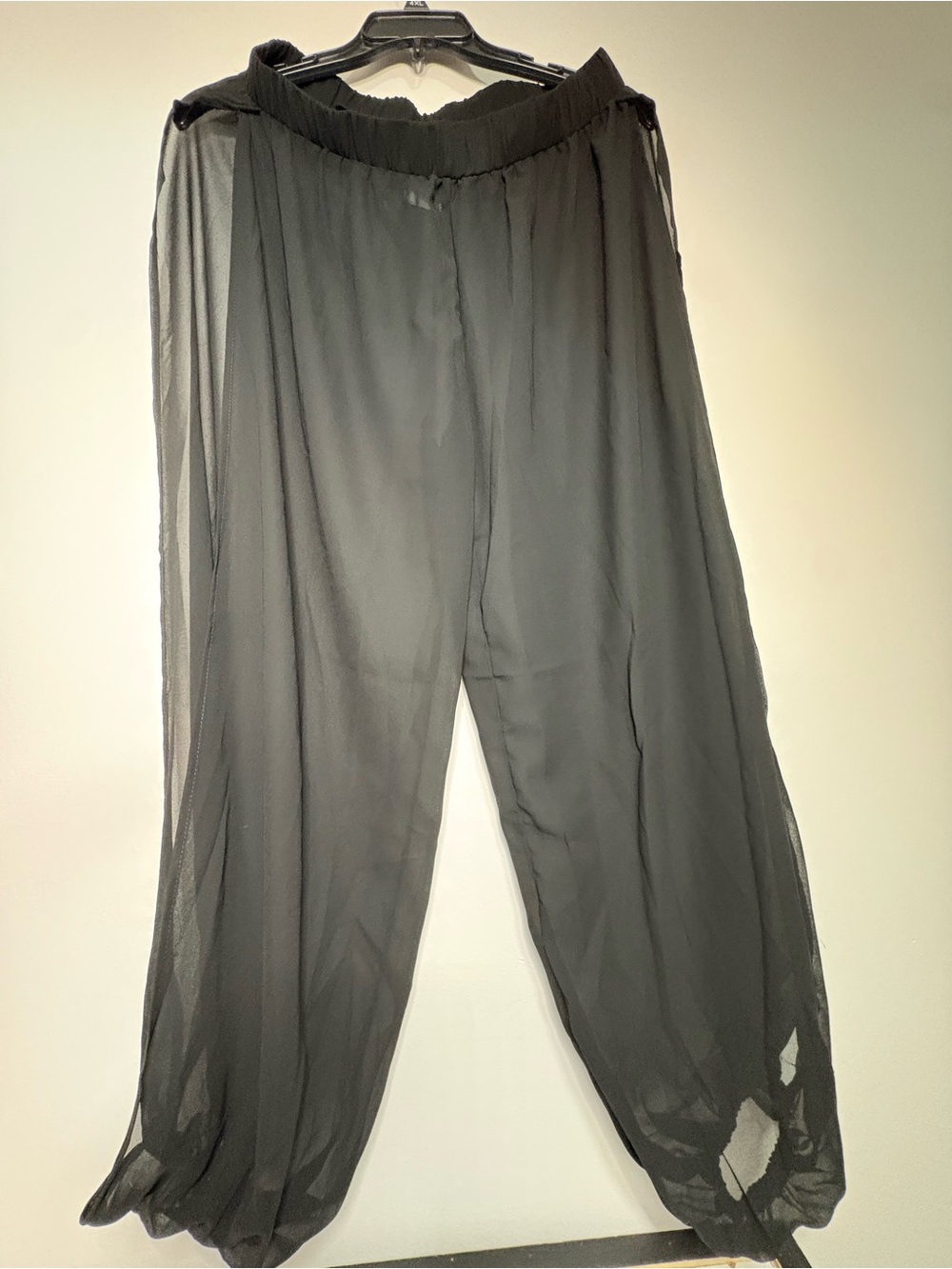 Women’s Black Sheer Elastic-Waist Beach Pants Size XL